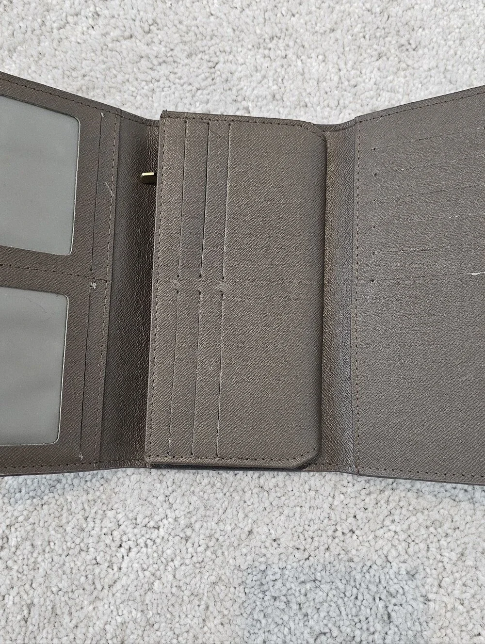Brown Trifold Checkered Print Wallet